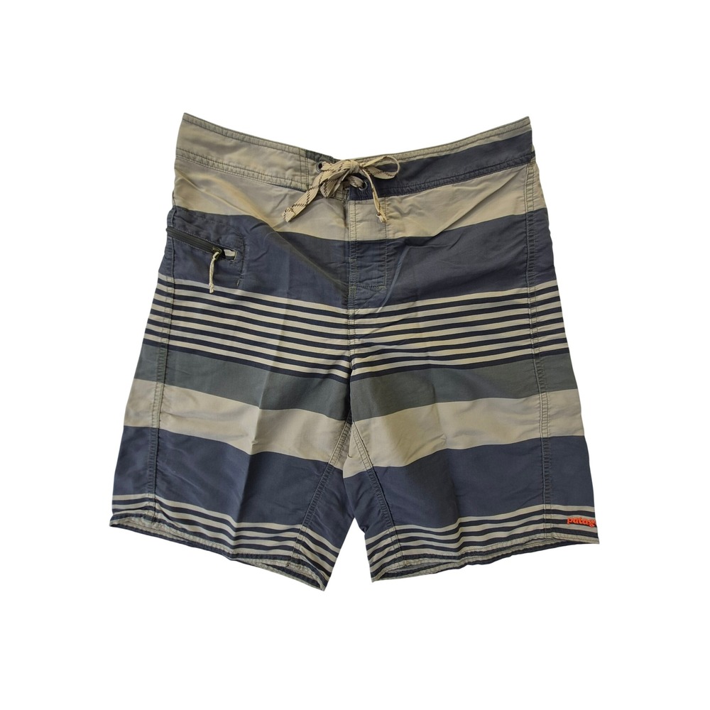Patagonia Light & Variable Board Shorts Mens 32 Striped Navy Tan STY86630 SP16